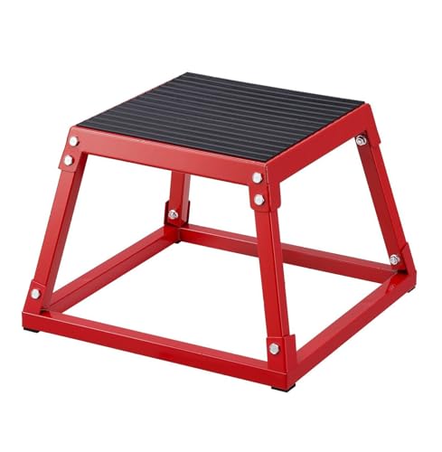 Plyometric Jump Box 12 Inch - Steel Plyo Box for Fitness, Agility Training - Step Up Platform for Home Gym - Strength Conditioning - Red