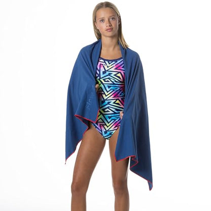 Flow Hydro Sport Towel - Microfiber Quick Dry Swimming Towels for Swim, Pool, Triathlon, and Other Water Sports in Medium, Large, Extra Large, and Hooded Sizes (Navy, Large (60" x 30"))