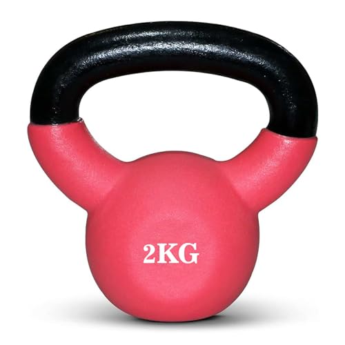 Kettlebell Dipped in Plastic Frosted Half-Surround, Home Gym Exercise Hand-Held, Powder-Coated Soft Bottom Single-Ear, Solid Cast Iron