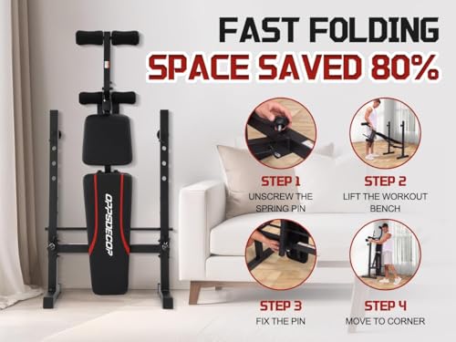 OPPSDECOR Foldable Weight Bench Set with Squat Rack and Preacher Curl Pad - color: Onyx