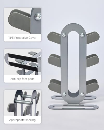 YOTTOY Compact Dumbbell Rack Stand – Space-Saving Weight Rack for Home Gym, Sturdy Holder for Dumbbells, Small Storage (Dumbbells Not Included) (Gary, 3-Tier)