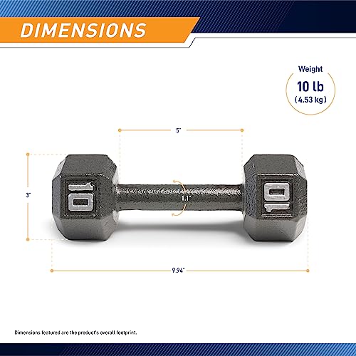 Marcy Cast Iron Hex Dumbbells Collection - Available size from 3-lb to 100-lb, SOLD INDIVIDUALLY - style: 10lbs