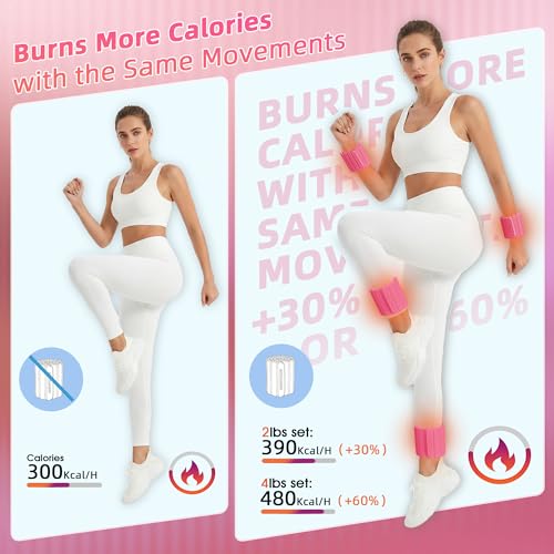 BECOJADDE Wrist Weights Ankle Weight for Women 1 Pair (1.1 lb/2.2 lb Each) - color: Pink Blush, size: 4.4 Lb Pair (2.2 Lb Each)