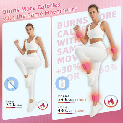 BECOJADDE Wrist Weights Ankle Weight for Women 1 Pair (1.1 lb/2.2 lb Each) - color: Pink Blush, size: 4.4 Lb Pair (2.2 Lb Each)