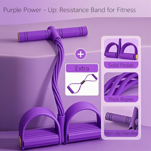 6-Tube Pedal Ankle Puller Resistance Bands with Free Figure 8 Exercise Bands Included,Pedal Puller Resistance Band with Handle for Home Gym,Yoga & Pilates,Ideal to Tone Arms,Abs,Waist Unisex