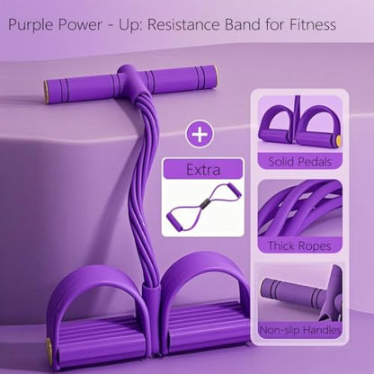 6-Tube Pedal Ankle Puller Resistance Bands with Free Figure 8 Exercise Bands Included,Pedal Puller Resistance Band with Handle for Home Gym,Yoga & Pilates,Ideal to Tone Arms,Abs,Waist Unisex