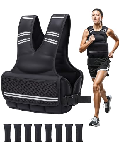 Weighted Vest for Women Men, 8-18lbs Adjustable Running Vest with Reflective Stripe, Comfortable Weight Vests for Workout, Strength Training, Running, Walking, Jogging