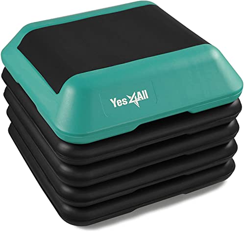 Yes4All High Arobic Step Platform & Stackable Risers - Adjustable 4"/6"/8"/10"/12" Height - Choose Full Step Platform Set or 2-Pack Stackable Risers, Customize for Cardio & Aerobic Exercise - color: A. Green/Black