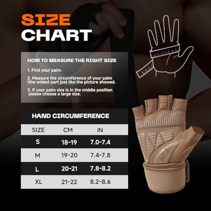 Mens Workout Gloves for Weight Lifting - Exercise Gloves for Men Women With Wrist Wrap Support, Palm Protection and Grips - Sport Daily Use