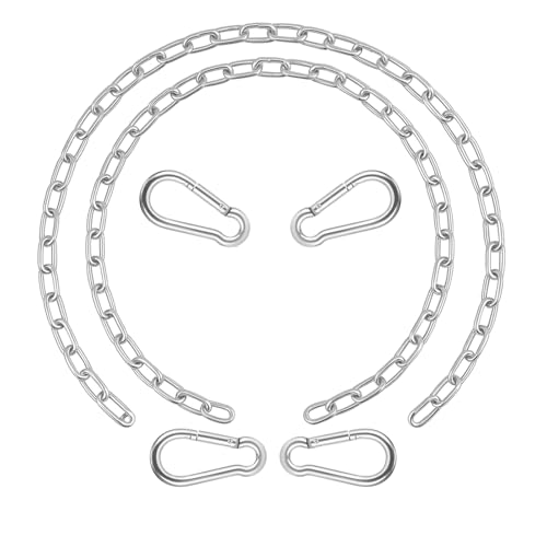 2 Pack 44in Hanging Swing Chain with 4 Carabiners, 660LB Capacity Hanging Kits Heavy Duty Hanging Chair Hardware for Hammock Swing Hanging Chair Punching Bags Sandbag Indoor Outdoor Yoga Gym (Silver) - color: Silver, size: 2 Pack 44inch