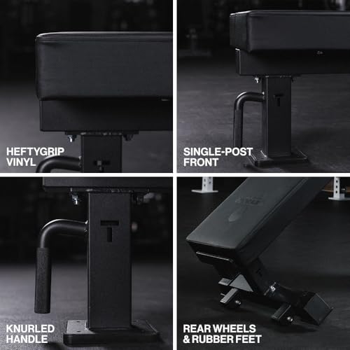 Titan Fitness TITAN Series Single Post Flat Bench, Rated 1,200 LB, 4" Thick HeftyGrip Vinyl Pad, Dedicated Home Gym Competition Weightlifting & Strength Training Utility Bench - color: Black