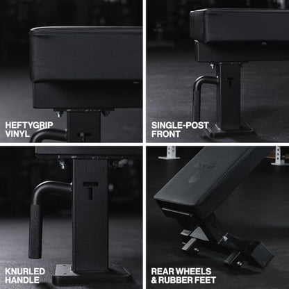 Titan Fitness TITAN Series Single Post Flat Bench, Rated 1,200 LB, 4" Thick HeftyGrip Vinyl Pad, Dedicated Home Gym Competition Weightlifting & Strength Training Utility Bench - color: Black