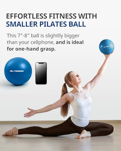 Trideer Pilates Ball - 7-8 inch with Pump, Small Core Ball for Yoga, Barre, Physical Therapy