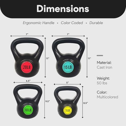 BalanceFrom Kettlebell Sets 30lbs, 45lbs, 50lbs, 75lbs 3 or 4 Piece Strength Training Kettlebells Weight Set, Multiple Sizes - style: 50 lbs Set