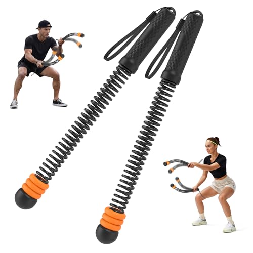 Adjustable Weighted Ropeless Battle Ropes with 6 Weight Rings, Heavy Duty Cordless Battle Rope for HIIT & Cardio Full-Body Workout, Non-Slip Spiral Handles, Home Gym Equipment for Women & Men