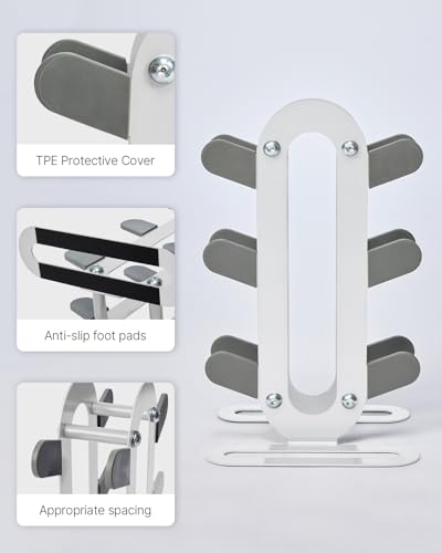 Compact Dumbbell Rack Stand – Space-Saving Weight Rack for Home Gym, Sturdy Weight Holder for Dumbbells, Small Weight Rack for Women’s Weights & Free Weight Storage (Dumbbells Not Included) (White, 5-Tier)