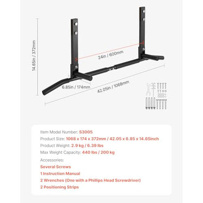 Happybuy Multifunctional Pull Up Bar: A Sturdy Home Gym Essential. This ceiling - mounted pull up bar, measuring 42 inches in width, features multi - grip options for diverse upper - body workouts