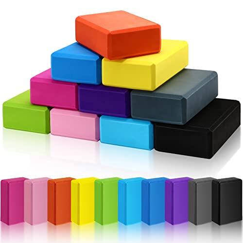 10 Pcs Foam EVA Yoga Blocks Lightweight Non Slip Supportive Yoga Bricks for Pilates Stretching and Meditation, Women Men Yogi Beginners - color: Mixed Colors