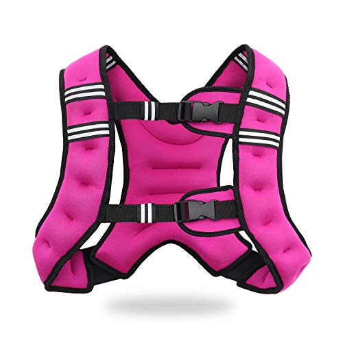 VIVITORY Weighted Vest for Men & Women, 11lbs/18lbs Rucking Vest - color: Rose Red, size: M
