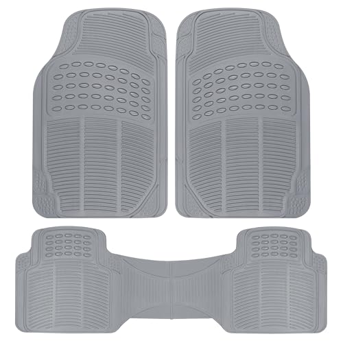 BDK ProLiner Car Floor Mats for Cars Trucks SUV, 3-Piece All-Weather Heavy Duty Rubber Liners with Universal Trimmable Fit, Durable Waterproof Vehicle Auto Floor Mats with Capture Ridges Gray - color: Gray, size: 3 Piece