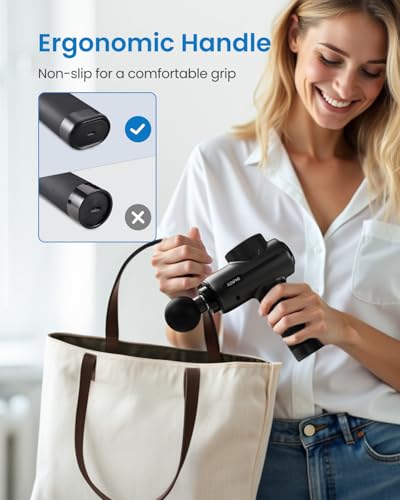 RENPHO Active+ Percussion Massage Gun, Fathers Day Dad Gifts, 5 Adjustable Speeds for Back, Neck, Muscle Recovery - App Controlled Guided Courses, Carry Case for Professional Athlete, Gym and Travel - color: Matte Black