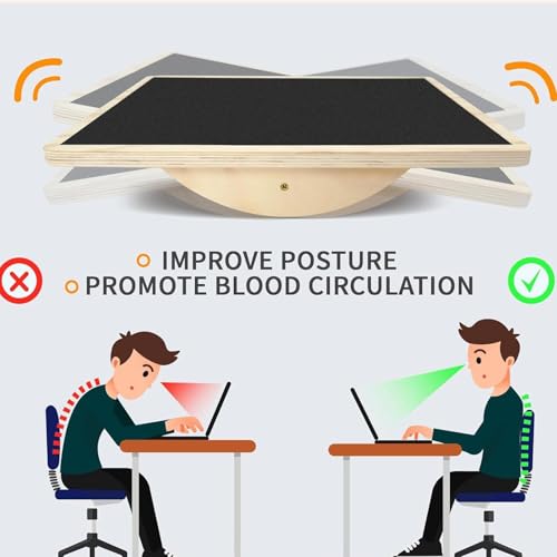Balance Pad,Non Slip Heavy Duty Wood Fitness Equipment | Wobble Balance Board | for Men Women Adults Teens Senior Home Gym Office Wife Husband Son Daughter