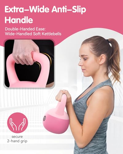 Soft Kettlebell - Cushioned Impact-Resistant Base and Anti-Slip - color: Pink