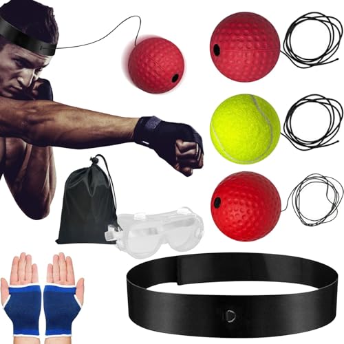 Box-bollen Game, Interactive Boxing Reflex Ball Set, Adjustable Headband for Punching Practice for Reflex, Timing, Accuracy, foc-us Hand Eye Coordination Training for Boxing