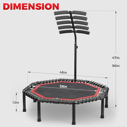 HYD-Parts 40"/48“ Rebounder Trampoline for Adults with Bungee Cords, Portable Fitness Exercise Mini Trampoline, Small Rebounder Indoor/Outdoor, Quiet Workout Equipment, 450lbs/550lbs