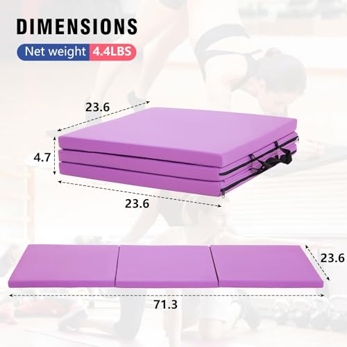 Yoga Mat Thick 2 Inch Workout Flooring for Home Gym - Exercise, Gymnastics, Tumbling, Pilates, Dance Equipment - Foldable Foam Play Mat for Kids and Adults