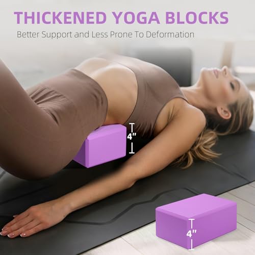 Large Foam Yoga Block 1 Pack, 9x6x4 Sturdy Pilates Block, Workout Block, Non Slip Surface Yoga Brick for Pilates Meditation, Stretching and Toning - color: Purple-