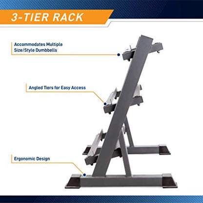 Marcy Weight Storage Organizer Racks for Dumbbells, Kettlebells, Weight Plates - color: Dark Grey 3-Tier DB Rack