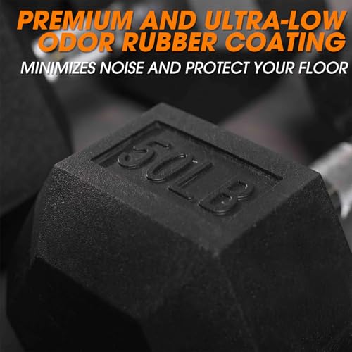 Mikolo Dumbbell Sets with Rack, Rubber Hex Dumbbells, Multiple Choices in 160/200/380/450/550LB, Hand Weights with Chrome Handle for Strength Training - style: 45LB PAIR