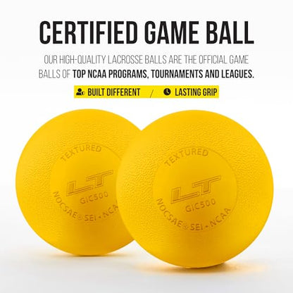 Pearl LT Textured Lacrosse Balls by Guardian Innovations - SEI Certified Meet NOCSAE Standards for Games. Official Game Balls of Top NCAA Programs, Tournaments and Leagues - color: Yellow, size: 50 Pack