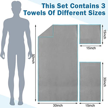 4 Pack Microfiber Camping Towel - Quick Dry Towel 3 Size 4 Black Mesh Bags 12 Travel Towels for Beach Camping Hiking Yoga Swim Sports Backpacking