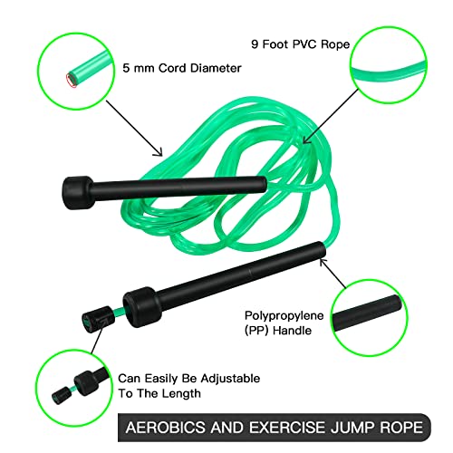 Pack PVC Jump Rope for Cardio Fitness - Versatile Adjustable Skipping Rope for Women Men Kids, Speed Jump Rope for Exercise,9 Feet