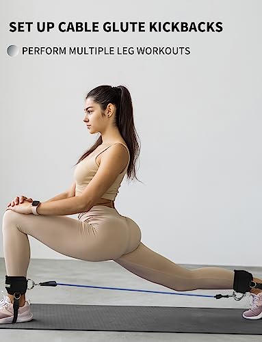 POWER GUIDANCE Ankle Strap for Cable Machine Professional Kickback Ankle Strap for Glute Workouts, Leg Extensions - Adjustable Strap with D-Rings - size: Single
