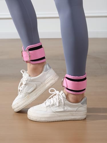 2 pcs Work Out Cuff Ankle Straps for Cable Machines, Soft, Adjustable, and Versatile Gym Accessories for Enhanced Lower Body Muscle Sculpting, Pink