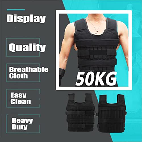 Maxmartt Pocket Weighted Vest for Men and Women 50KG Oxford Cloth Adjustable Workout Weight Vest Strength Training Vest Training Weighted Jacket (Without Plates Weights)