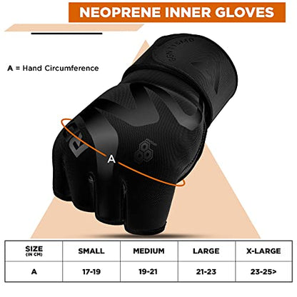RDX Boxing Inner Gloves Hand Wraps Men Women, Hybrid Design Gym Weight Lifting Workout, 50Cm Long Wrist Support, Neoprene Under Mitts, MMA Muay Thai Martial Arts Training, Kickboxing Punching - size: Small