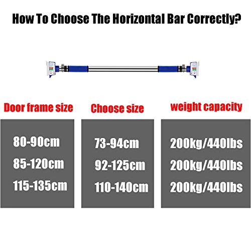 Pull-Up Bar Horizontal Bar On The Door, Portable Screwless Upper Body Fitness Bar, Chin Up Bar, 73-94cm, 92-125cm, 110-140cm (Size : 73-94cm)