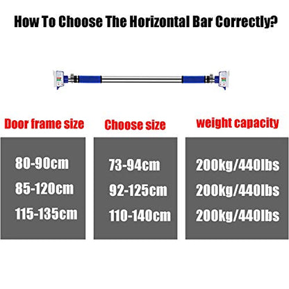 Pull-Up Bar Horizontal Bar On The Door, Portable Screwless Upper Body Fitness Bar, Chin Up Bar, 73-94cm, 92-125cm, 110-140cm (Size : 73-94cm)