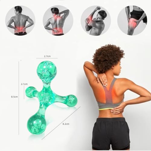 Trigger Point Massage Tools - 2 Pcs 4 Press Point Self Massage Balls Manual Massager for Deep Tissue Pain Relief (Blue)