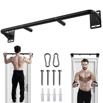 Joist Mount Pull Up Bar, Wall Chin Up Bar Ceiling Mount for Beams, Heavy Duty Steel Construction, Home Gym Workout Equipment -Patent Pending - color: Wall Mounted for 7-8ft Beams, 32in Span Studs