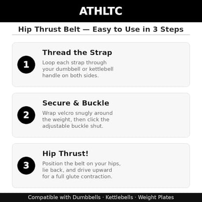 Hip Thrust Belt for Dumbbells - Adjustable Slip-Resistant Neoprene Booty Belt - Glute Belt for Hip Thrusts and Glute Bridges - Supports Kettlebells and Plates
