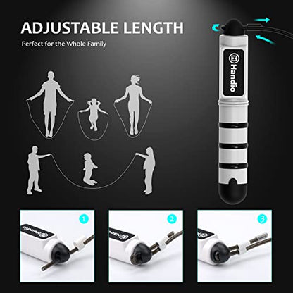 Jump Rope, H Handio Jump Rope with Counter, Workout Jumping Rope with Steel Ball Bearings, Adjustable Length Speed Skipping Rope for Men Women Kids Home Gym, Crossfit, Fitness Exercise