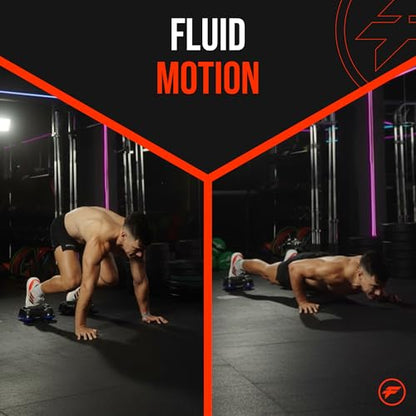 -ABLE Multi-Directional Fitness Gliders (Pair) – Patented 360° All-in-One Bodyweight Training System, Ab Roller, Push Up Bars & Core Sliders – Portable Home Gym Equipment for Full Body, Chest & Ab Workouts