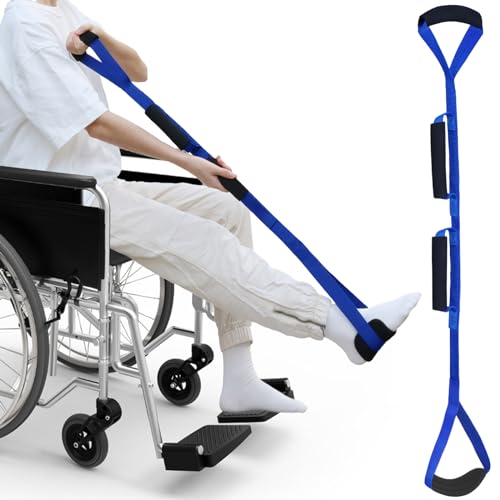 36 Inch Long Leg Lifter, Rigid Leg Lifter Strap With EVA Handgrips &Foot Loop, Leg Lifter After Hip Replacement&Knee Surgery Recovery Aids Kit,Leg Lifters Getting Legs In And Out Of Bed,Car,Wheelchair - color: Blue, size: 36 Inch