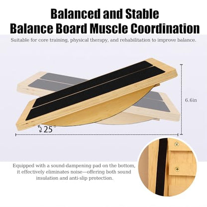 2 in 1 Wooden Balance Board and Slant Board for Adults,Calf Stretcher and Velour Health Slant Board,Portable Fitness Equipment for Balance Training,Calf Stretching,Home Gym and Rehabilitation