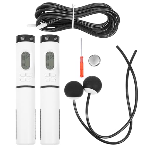 Smart Ropeless Jump Rope Weighted with Digital Counter, Cordless Skipping Rope for Indoor Fitness Workout and Fat Loss, 1 Handle with On/off Switch for Home Exercise